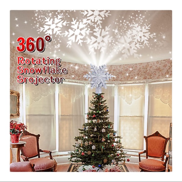 Holiday Christmas Projector Tree Topper Lighted With Led Rotating
